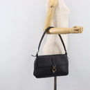 Salvatore Ferragamo Gancini Shoulder Bag Leather Black Gold Auth 199594-24