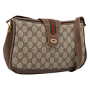 GUCCI GG Supreme Web Sherry Line Bag PVC Beige Gold 116 02 076 Auth 199596-1