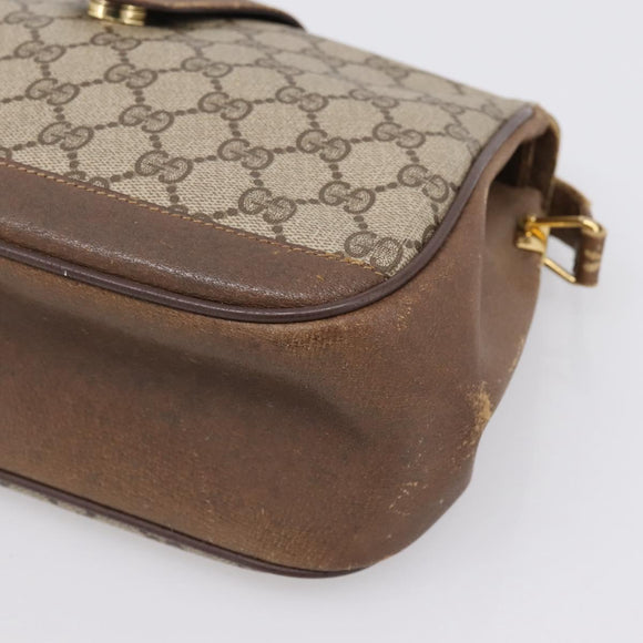 GUCCI GG Supreme Web Sherry Line Bag PVC Beige Gold 116 02 076 Auth 199596