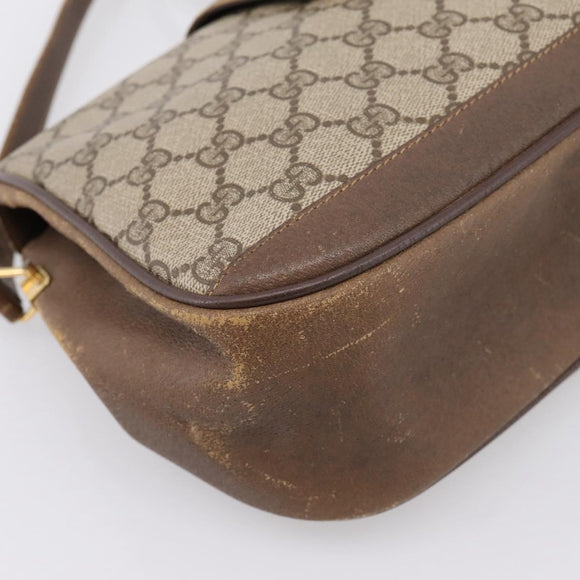 GUCCI GG Supreme Web Sherry Line Bag PVC Beige Gold 116 02 076 Auth 199596