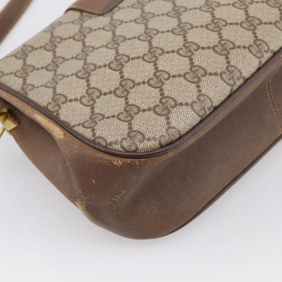 GUCCI GG Supreme Web Sherry Line Bag PVC Beige Gold 116 02 076 Auth 199596