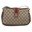 GUCCI GG Supreme Web Sherry Line Bag PVC Beige Gold 116 02 076 Auth 199596-13