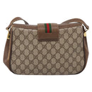 GUCCI GG Supreme Web Sherry Line Bag PVC Beige Gold 116 02 076 Auth 199596-2