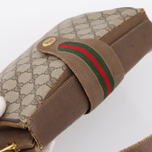 GUCCI GG Supreme Web Sherry Line Bag PVC Beige Gold 116 02 076 Auth 199596
