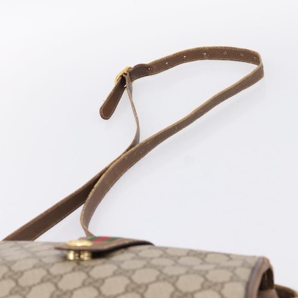 GUCCI GG Supreme Web Sherry Line Bag PVC Beige Gold 116 02 076 Auth 199596