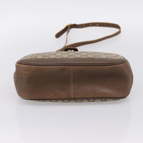 GUCCI GG Supreme Web Sherry Line Bag PVC Beige Gold 116 02 076 Auth 199596