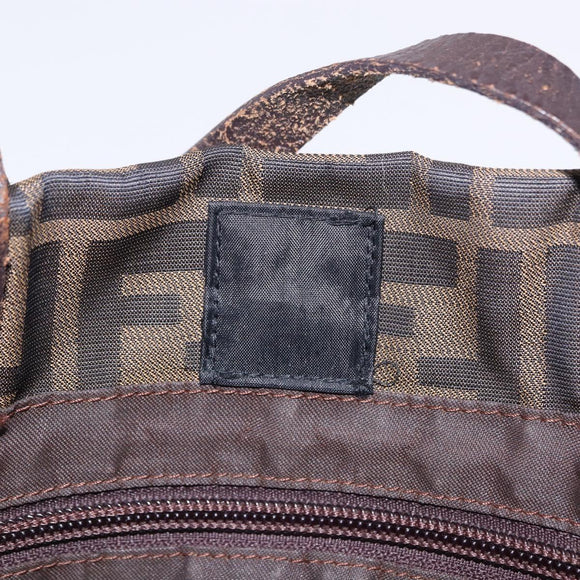 FENDI Zucca Canvas Tote Bag Brown Black Auth 199597
