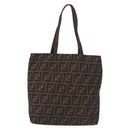 FENDI Zucca Canvas Tote Bag Brown Black Auth 199597-2