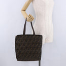 FENDI Zucca Canvas Tote Bag Brown Black Auth 199597-22
