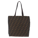 FENDI Zucca Canvas Tote Bag Brown Black Auth 199597-3