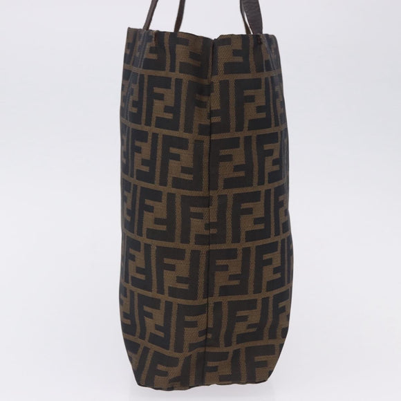FENDI Zucca Canvas Tote Bag Brown Black Auth 199597