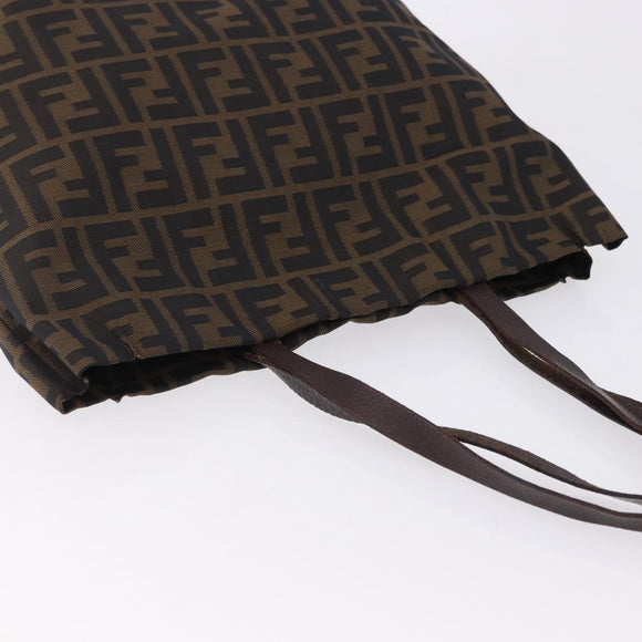 FENDI Zucca Canvas Tote Bag Brown Black Auth 199597