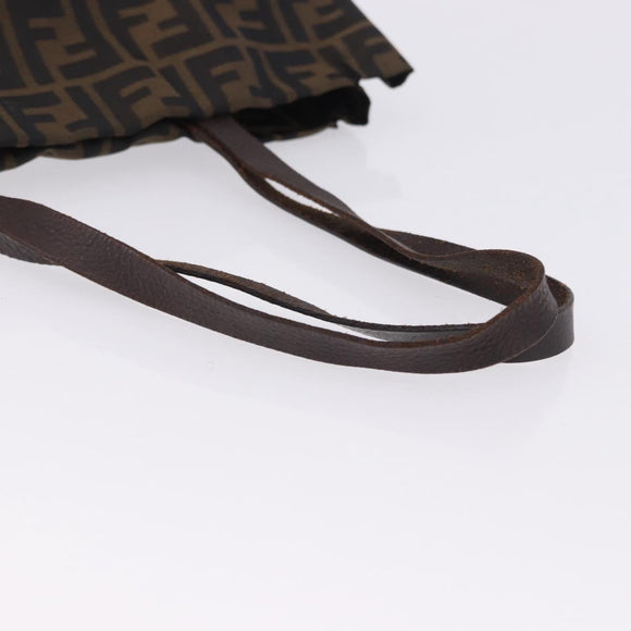 FENDI Zucca Canvas Tote Bag Brown Black Auth 199597