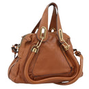 Chloe Paraty Hand Bag Leather 2way Brown Gold Auth 199599A-1