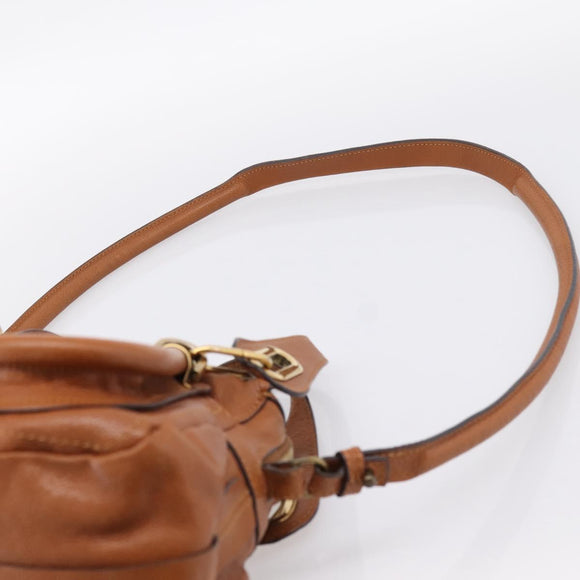 Chloe Paraty Hand Bag Leather 2way Brown Gold Auth 199599A