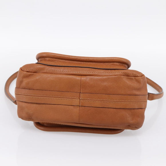 Chloe Paraty Hand Bag Leather 2way Brown Gold Auth 199599A