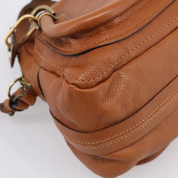 Chloe Paraty Hand Bag Leather 2way Brown Gold Auth 199599A