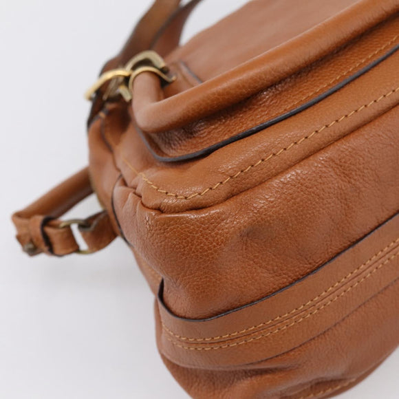 Chloe Paraty Hand Bag Leather 2way Brown Gold Auth 199599A