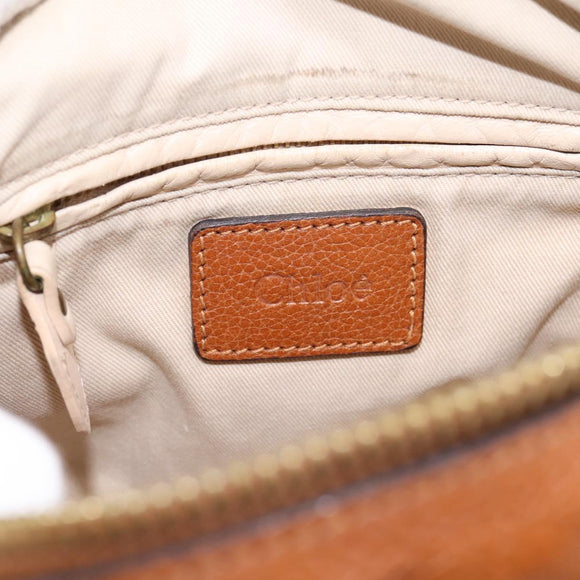 Chloe Paraty Hand Bag Leather 2way Brown Gold Auth 199599A