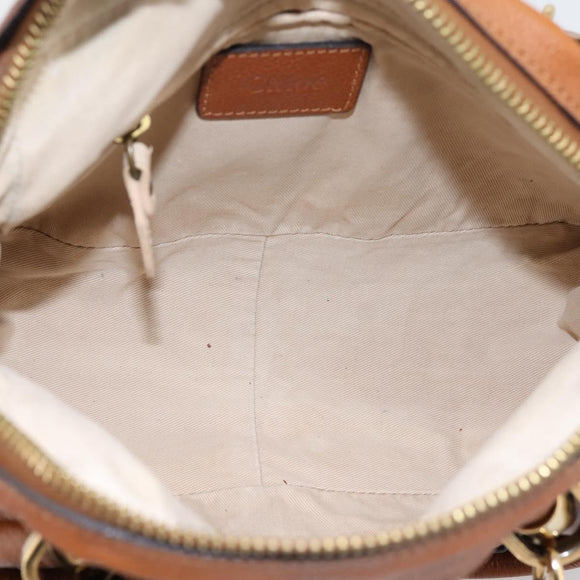 Chloe Paraty Hand Bag Leather 2way Brown Gold Auth 199599A