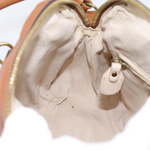 Chloe Paraty Hand Bag Leather 2way Brown Gold Auth 199599A