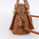 Chloe Paraty Hand Bag Leather 2way Brown Gold Auth 199599A-4