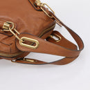 Chloe Paraty Hand Bag Leather 2way Brown Gold Auth 199599A-7