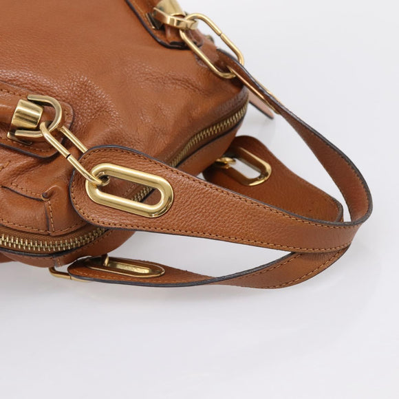 Chloe Paraty Hand Bag Leather 2way Brown Gold Auth 199599A