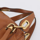 Chloe Paraty Hand Bag Leather 2way Brown Gold Auth 199599A-8