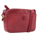 GUCCI Shoulder Bag Leather Red Gold Auth 199603-1