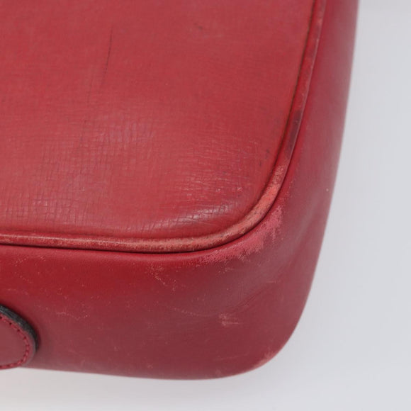 GUCCI Shoulder Bag Leather Red Gold Auth 199603