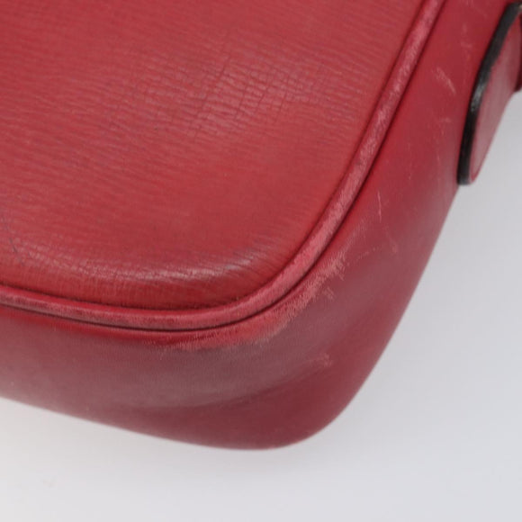 GUCCI Shoulder Bag Leather Red Gold Auth 199603