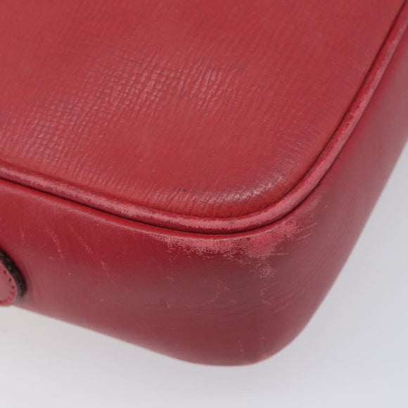 GUCCI Shoulder Bag Leather Red Gold Auth 199603