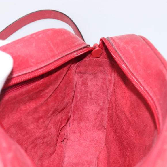 GUCCI Shoulder Bag Leather Red Gold Auth 199603
