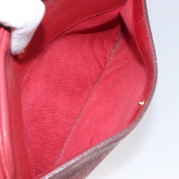 GUCCI Shoulder Bag Leather Red Gold Auth 199603