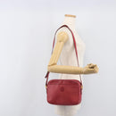 GUCCI Shoulder Bag Leather Red Gold Auth 199603-25