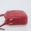 GUCCI Shoulder Bag Leather Red Gold Auth 199603-4