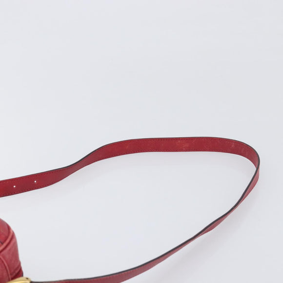 GUCCI Shoulder Bag Leather Red Gold Auth 199603