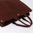 HERMES Fourre Tout GM Hand Bag Canvas Brown Silver Auth 199606A-6