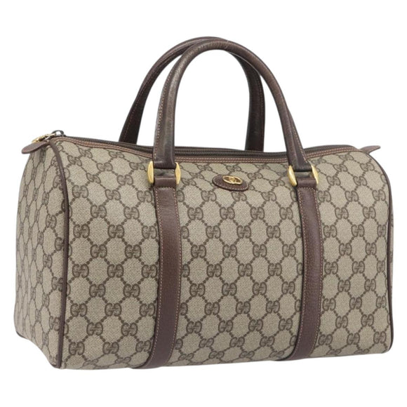 GUCCI GG Supreme Boston Bag PVC Beige Gold 002 123 6842 Auth 199609
