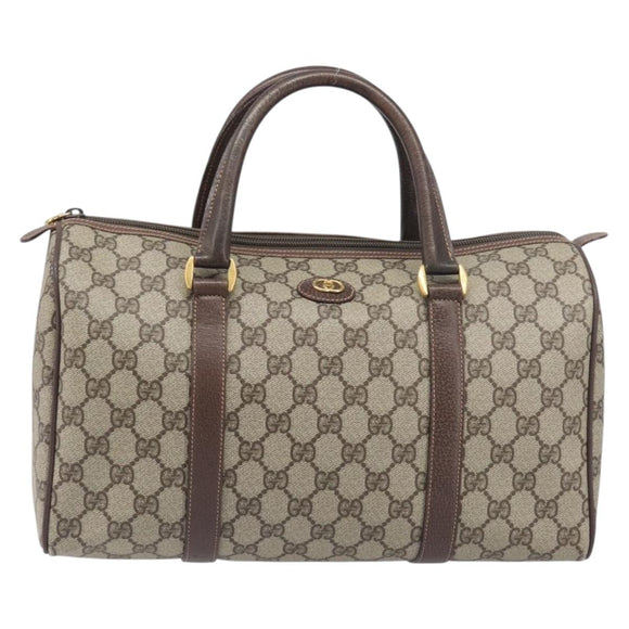 GUCCI GG Supreme Boston Bag PVC Beige Gold 002 123 6842 Auth 199609