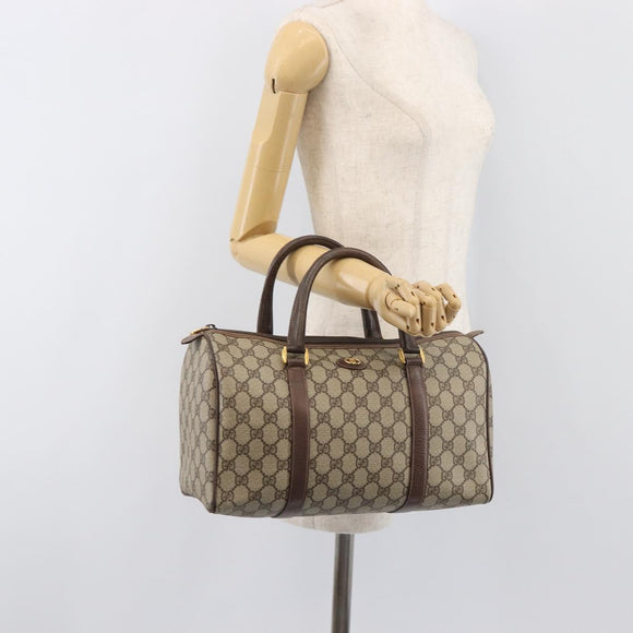 GUCCI GG Supreme Boston Bag PVC Beige Gold 002 123 6842 Auth 199609