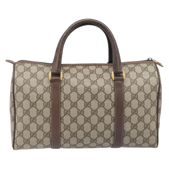 GUCCI GG Supreme Boston Bag PVC Beige Gold 002 123 6842 Auth 199609