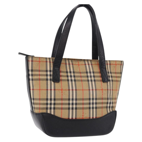 BURBERRY Nova Check Hand Bag Canvas Beige Auth 199610