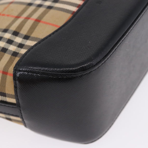 BURBERRY Nova Check Hand Bag Canvas Beige Auth 199610