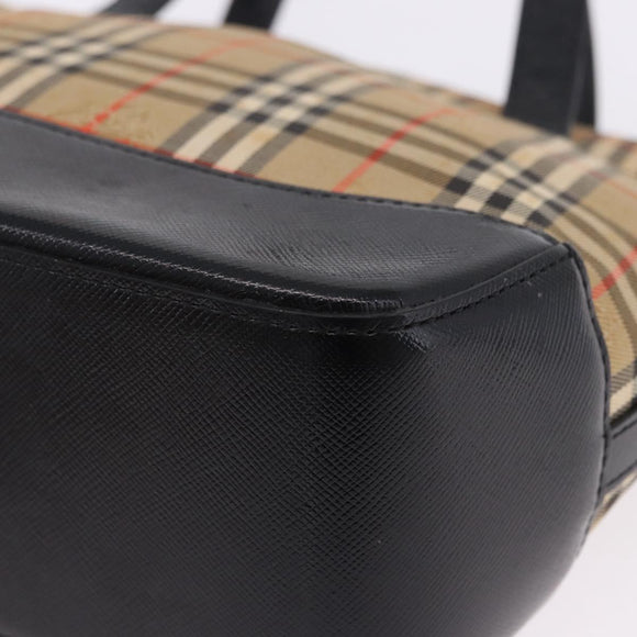 BURBERRY Nova Check Hand Bag Canvas Beige Auth 199610