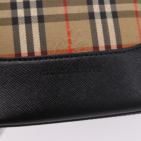 BURBERRY Nova Check Hand Bag Canvas Beige Auth 199610