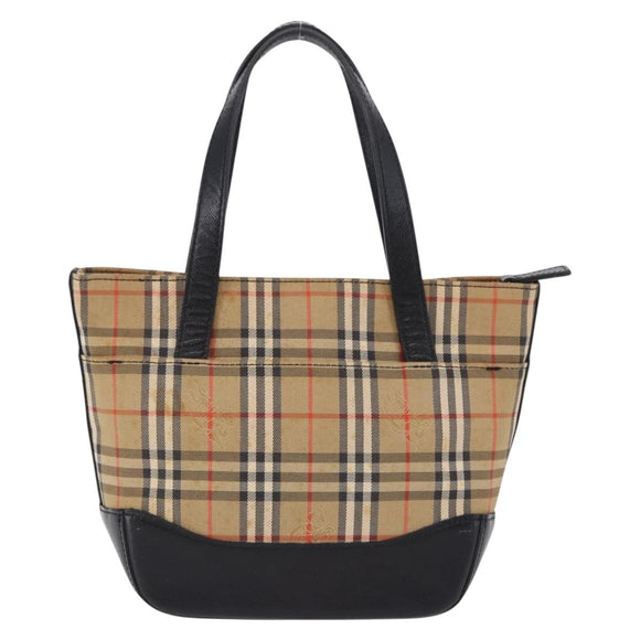 BURBERRY Nova Check Hand Bag Canvas Beige Auth 199610