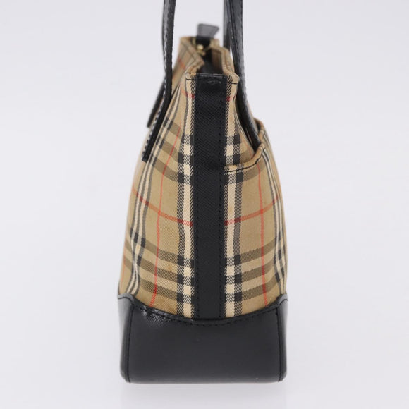 BURBERRY Nova Check Hand Bag Canvas Beige Auth 199610
