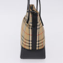 BURBERRY Nova Check Hand Bag Canvas Beige Auth 199610-5